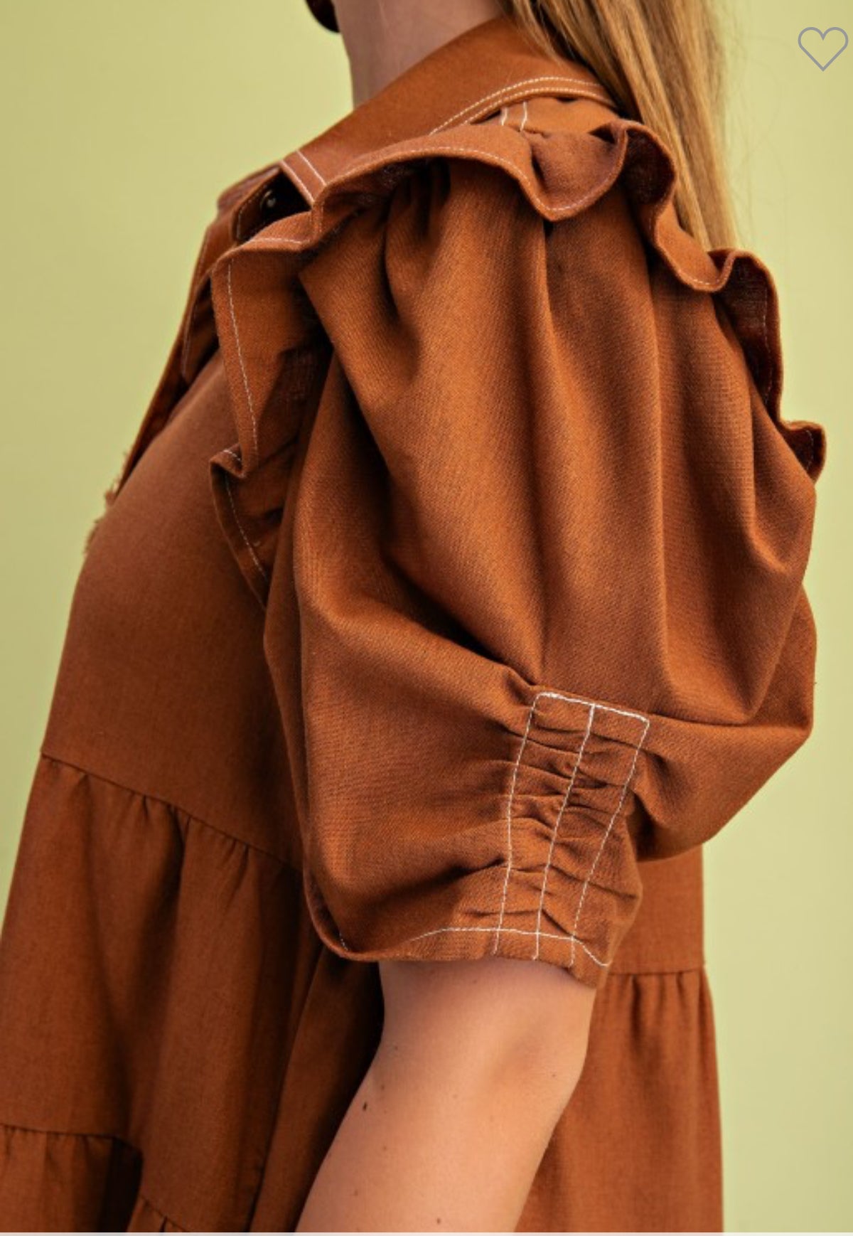 Copper Linen Button Up Dress
