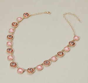 Rhinestone Necklace- Peach