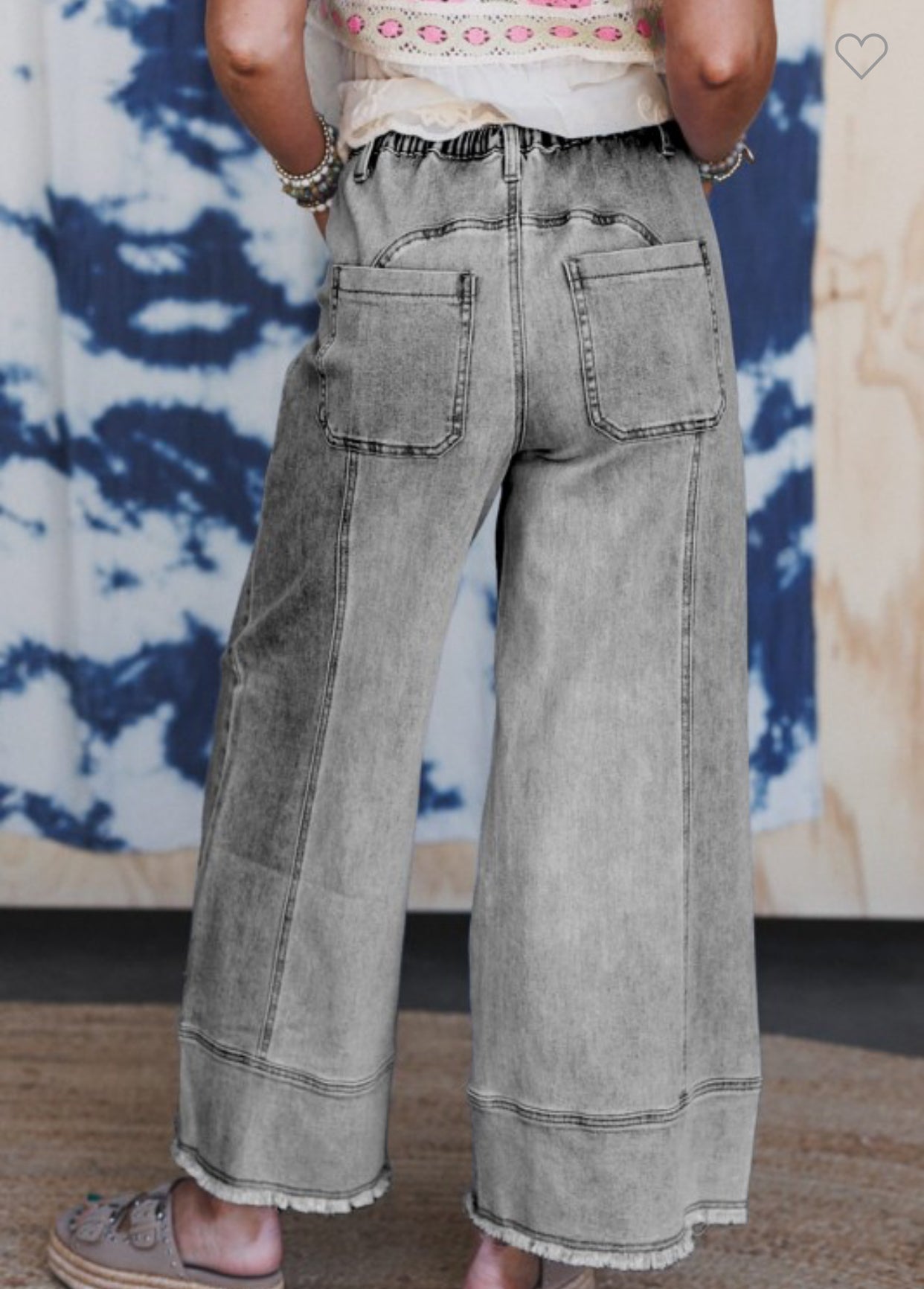 Wide Leg Drawstring Denim