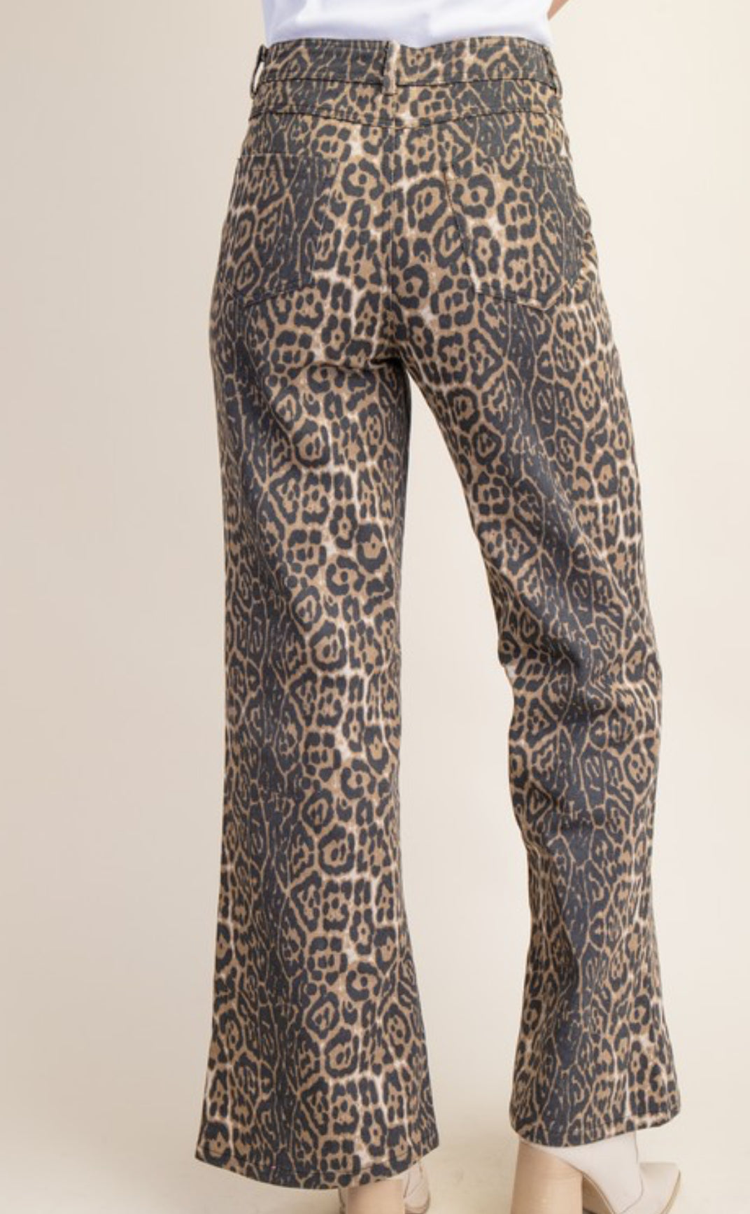 Leopard Print Flare Jeans-S M L