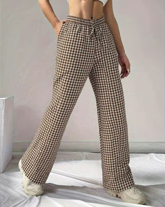 Brown Gingham Pants