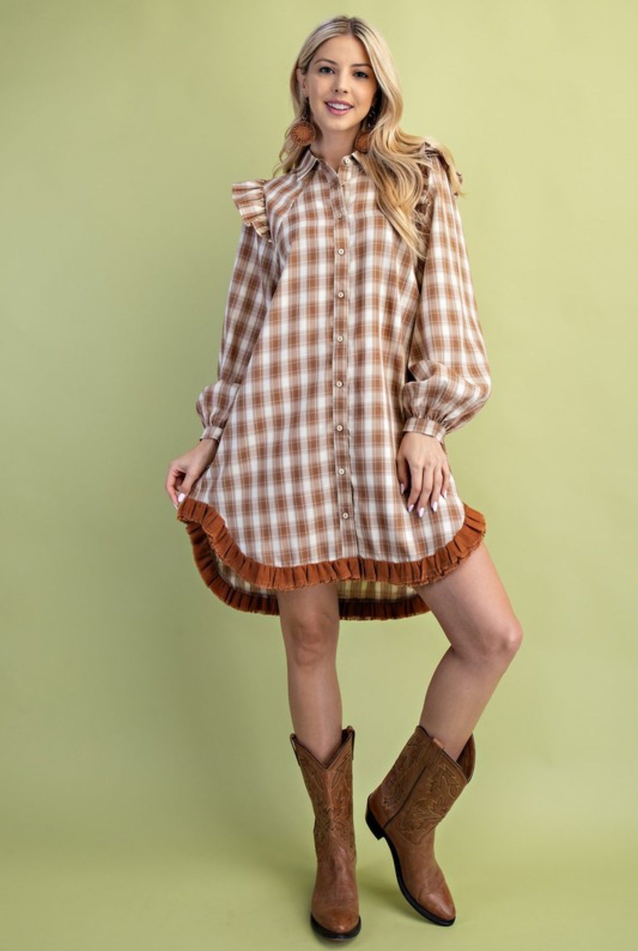 Plaid Mini Shirt Dress