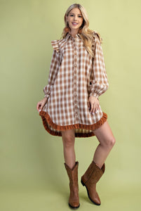 Plaid Mini Shirt Dress