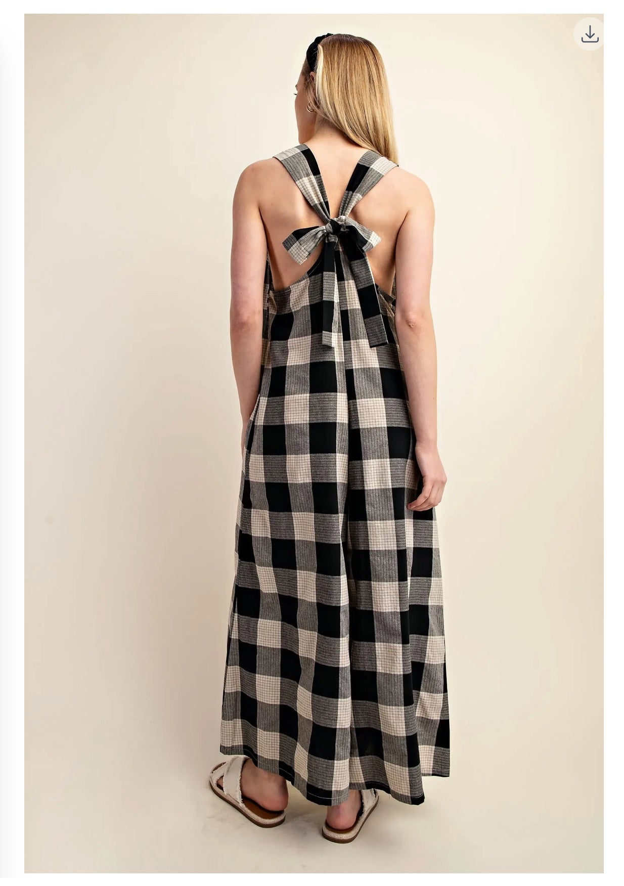 Black Cream Plaid Overalls