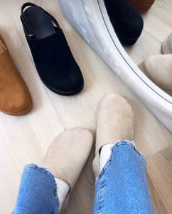Suede Clogs- Taupe