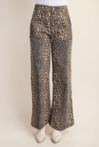 Leopard Print Flare Jeans-S M L