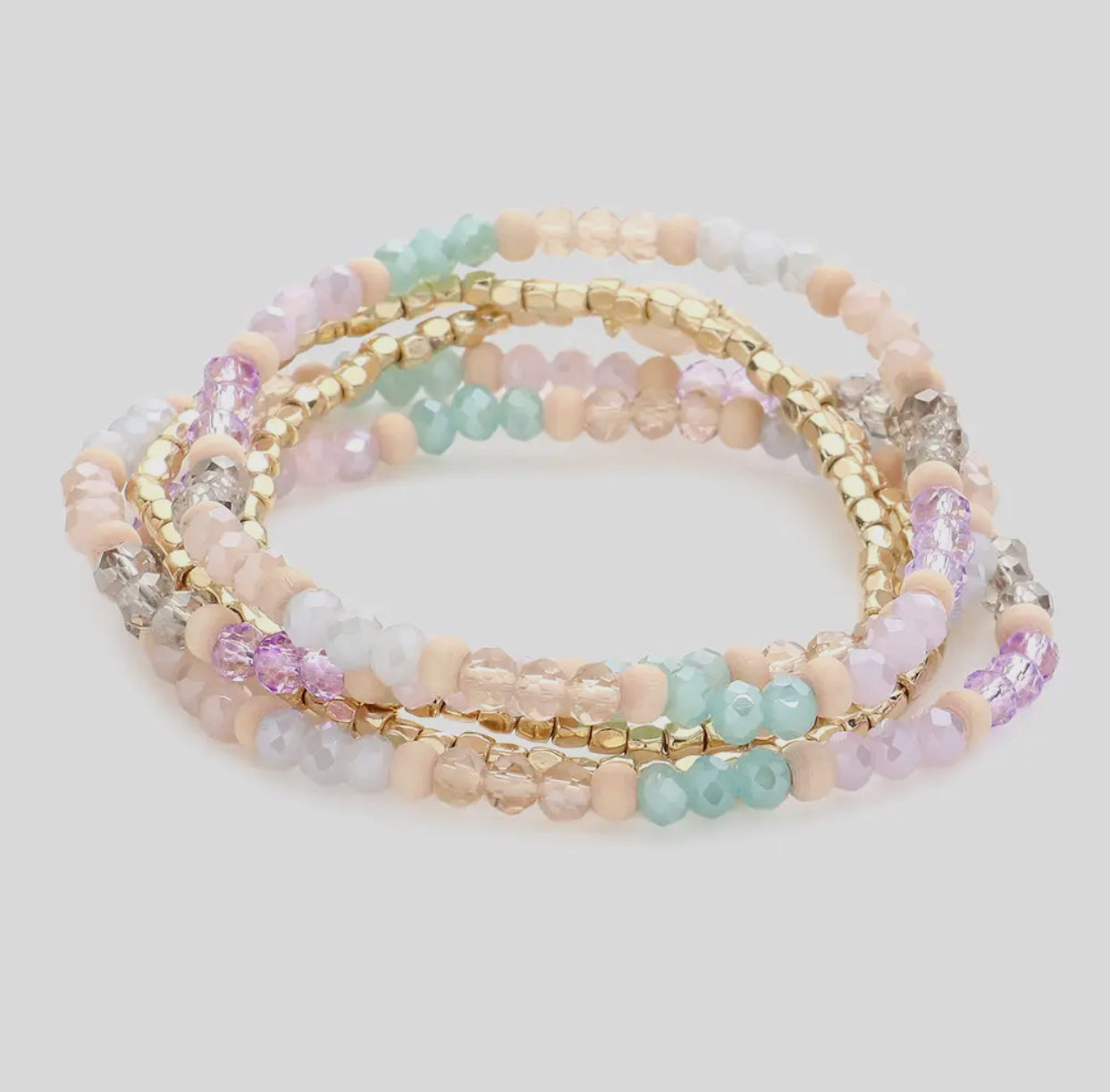 Pink&Blue Beaded Bracelet Stack