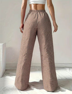 Brown Gingham Pants