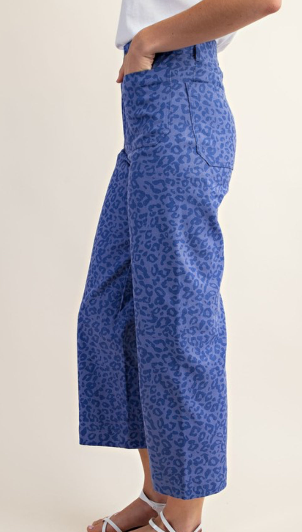 Blue Leopard Crop Jeans- S M L