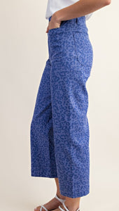 Blue Leopard Crop Jeans- S M L