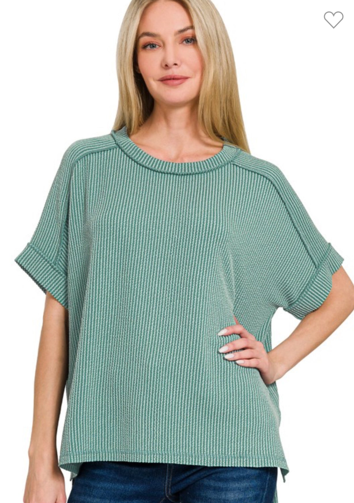 Ribbed Tee- Teal