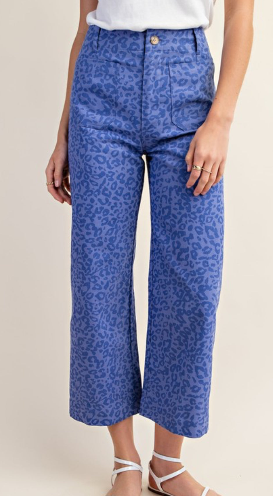 Blue Leopard Crop Jeans- S M L
