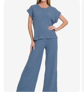 Rolled Sleeve Set- Blue S M L