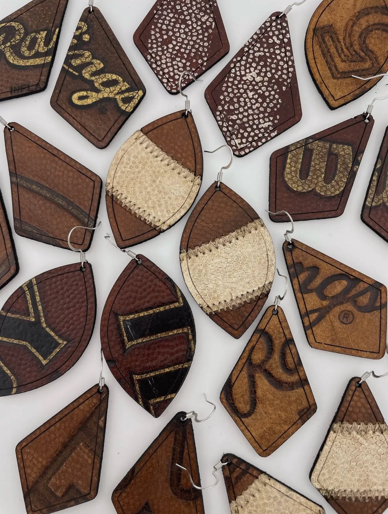 Leather Football Earrings