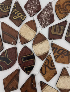 Leather Football Earrings