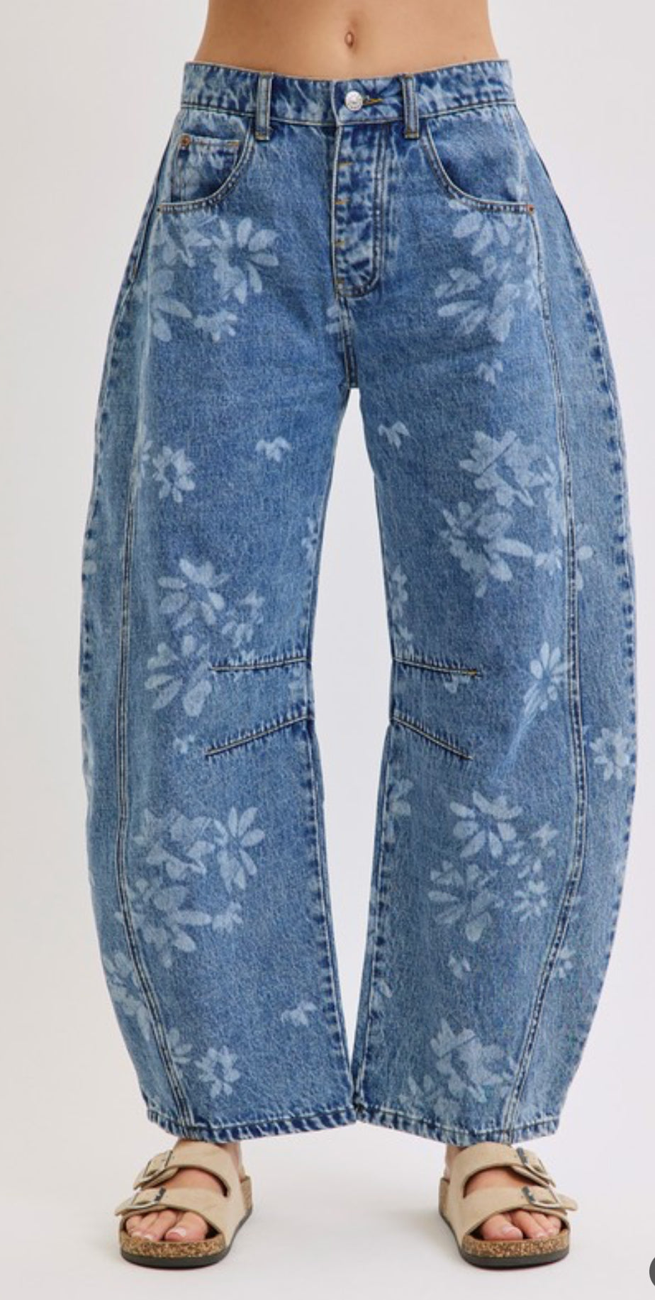 Floral Barrel Jeans