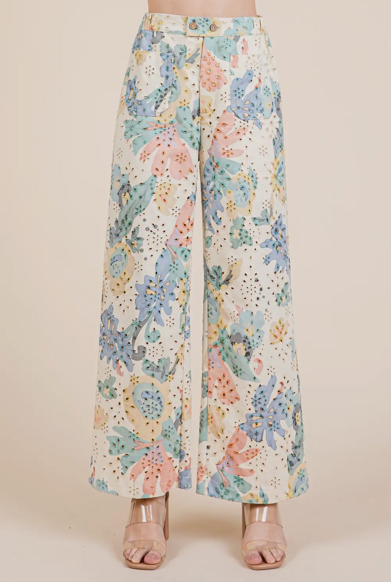 Floral Eyelet Pants