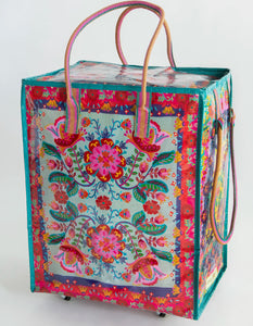 Rolling Tote Bag LG-Red Folk Flower