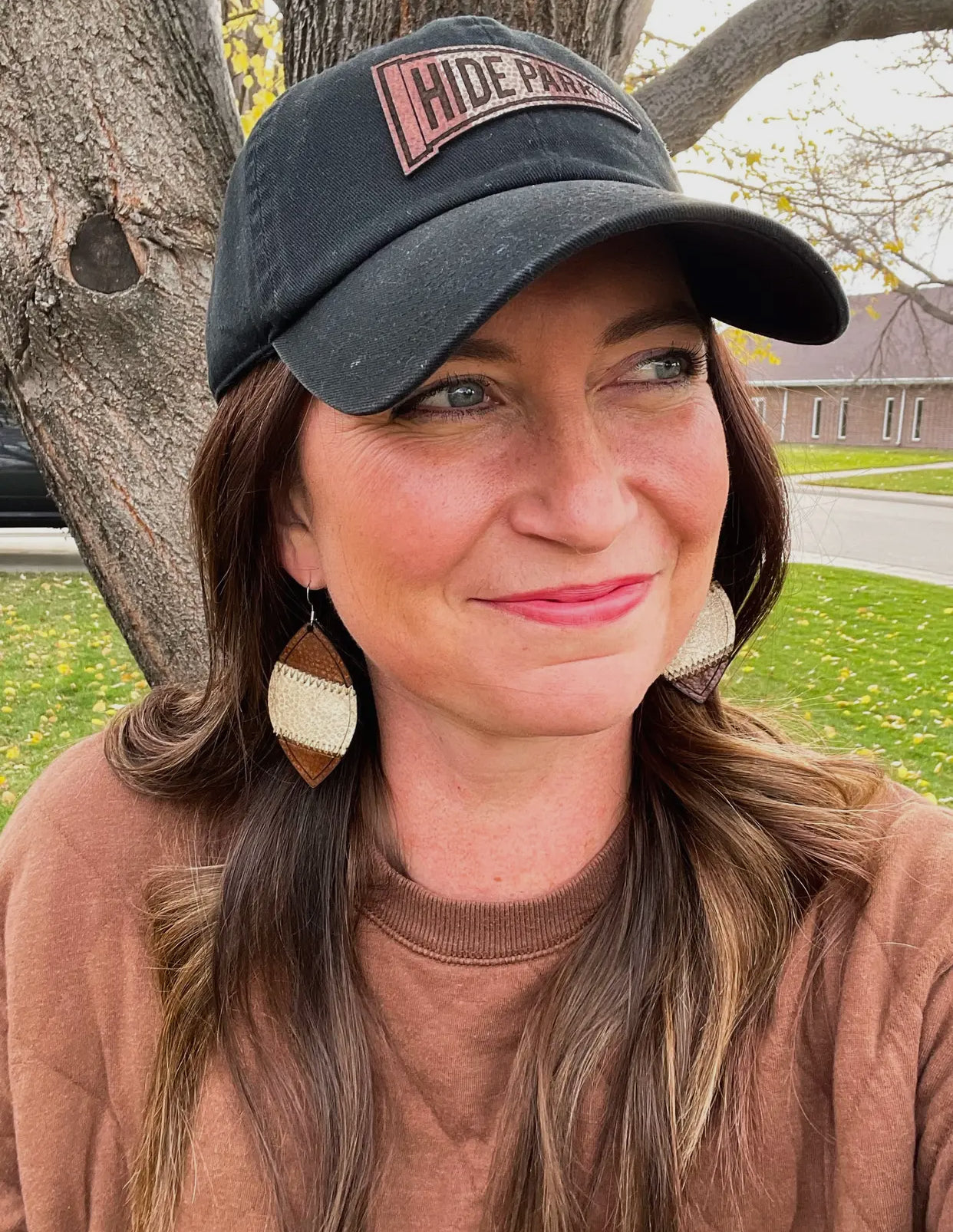 Leather Football Earrings