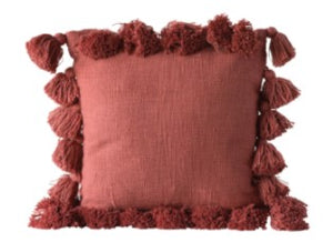 DF0667 Woven Cotton Slub Pillow with Tassels