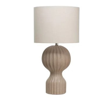 DF4963  Stoneware Fluted Table Lamp with Linen Shade