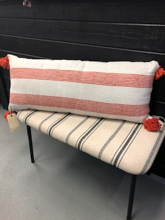 DF0485  Oversized Orange Stripe Pillow w/ Tassels  AH1974