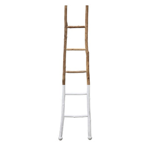18"L x 72-1/2"H Decorative Wood Ladder, White Dipped
