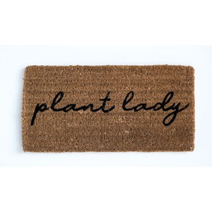 32"L x 16"W Natural Coir Doormat "Plant Lady"