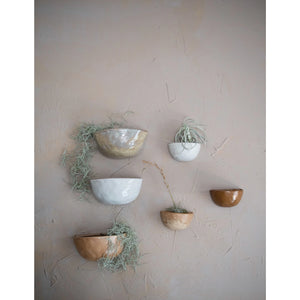 Small stoneware wall planter reactive glaze