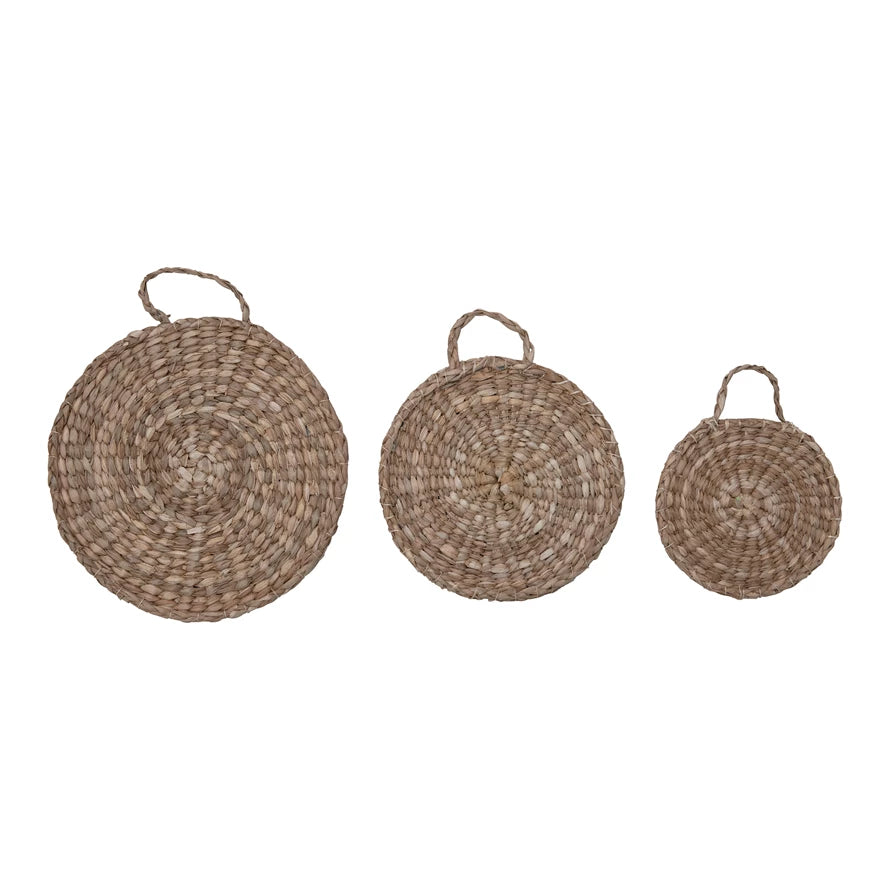 Hand-Woven Bankuan Trivets with Handles, Set of 3