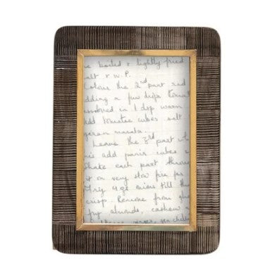 Hand-Carved Photo Frame with Brass Border