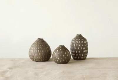 Terra Cotta Hand-painted Vase Set of 3