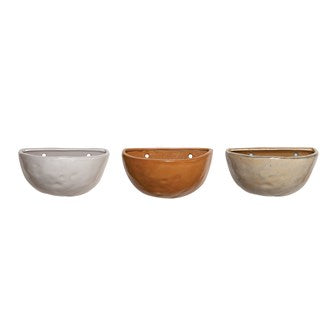 DF4837A  Stoneware Wall Pot, 3 styles